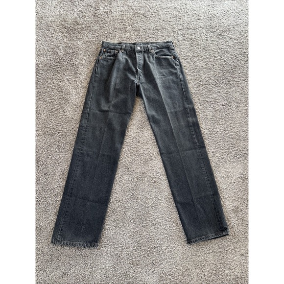 Vtg Levi's 501 Jeans Mens 33x34 Black Gray 1997 Made In USA Button Fly Fuzzy